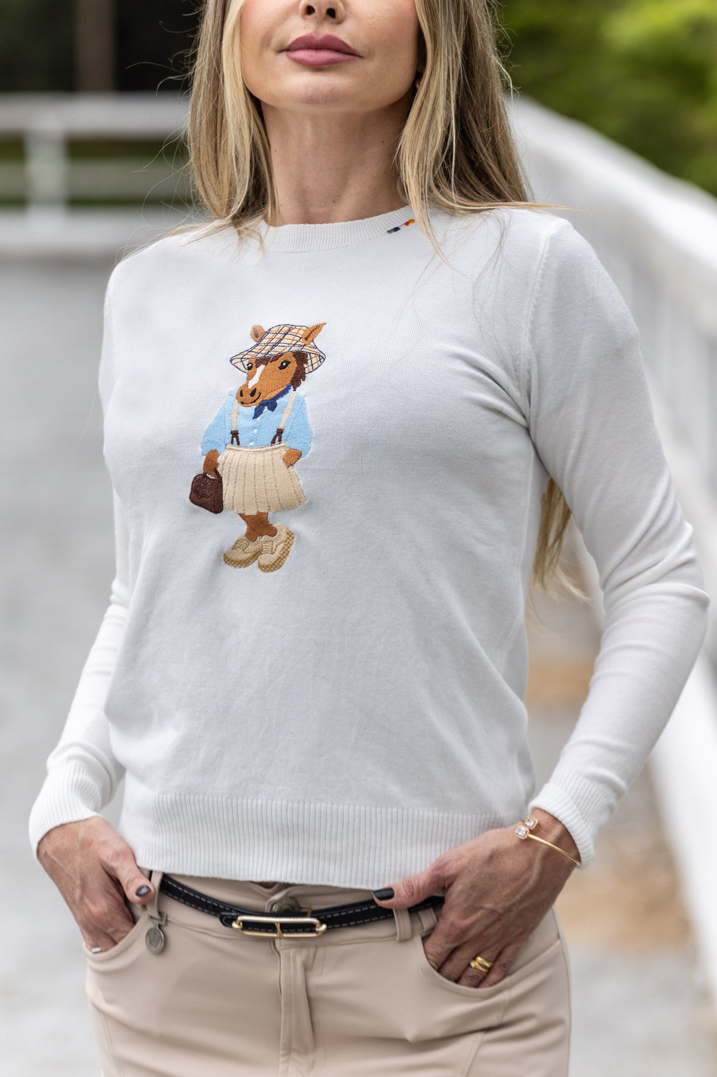 Sueter Polo Horse College by Dani Miro - Branco