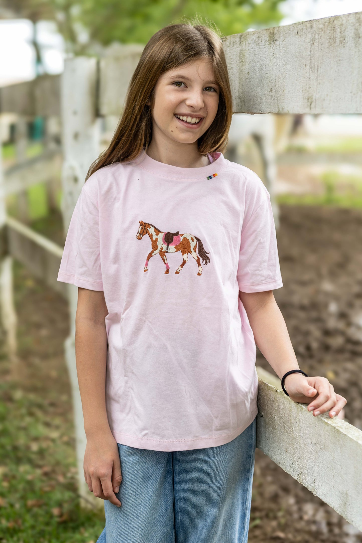 Camiseta - Cavalo Malhado - Rosa Claro