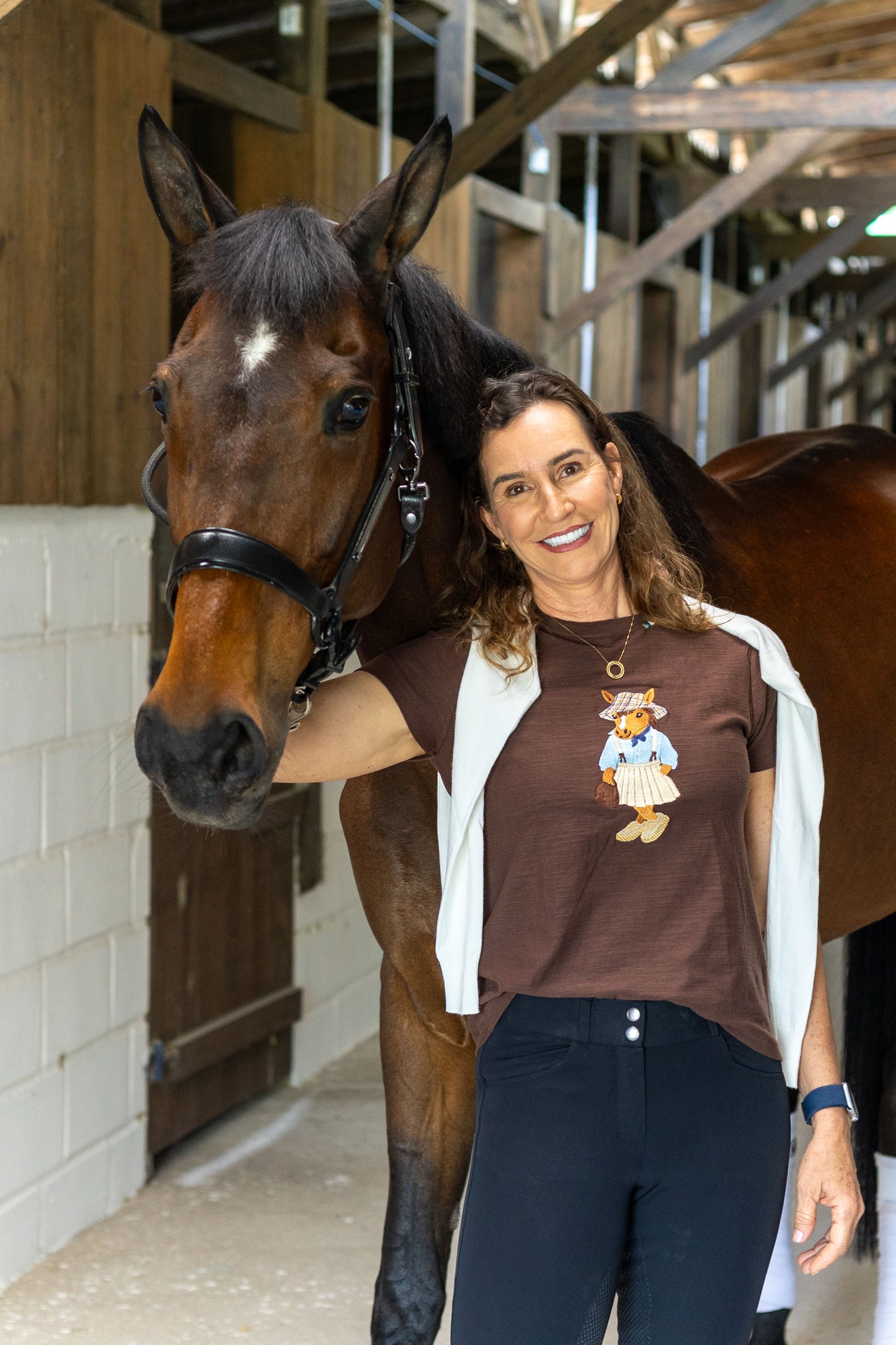 Camiseta Polo Horse College by Dani Miro - Marrom