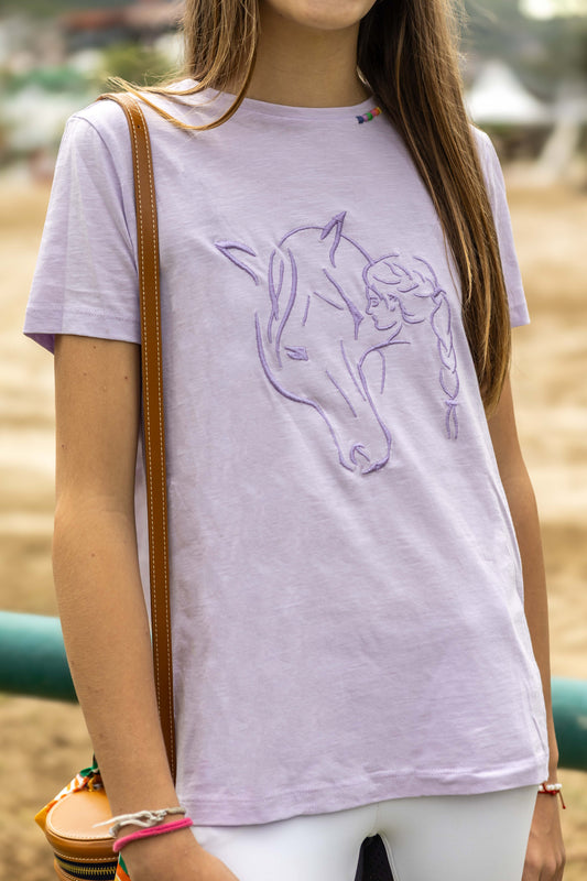 Camiseta Menina de Trança com Cavalo