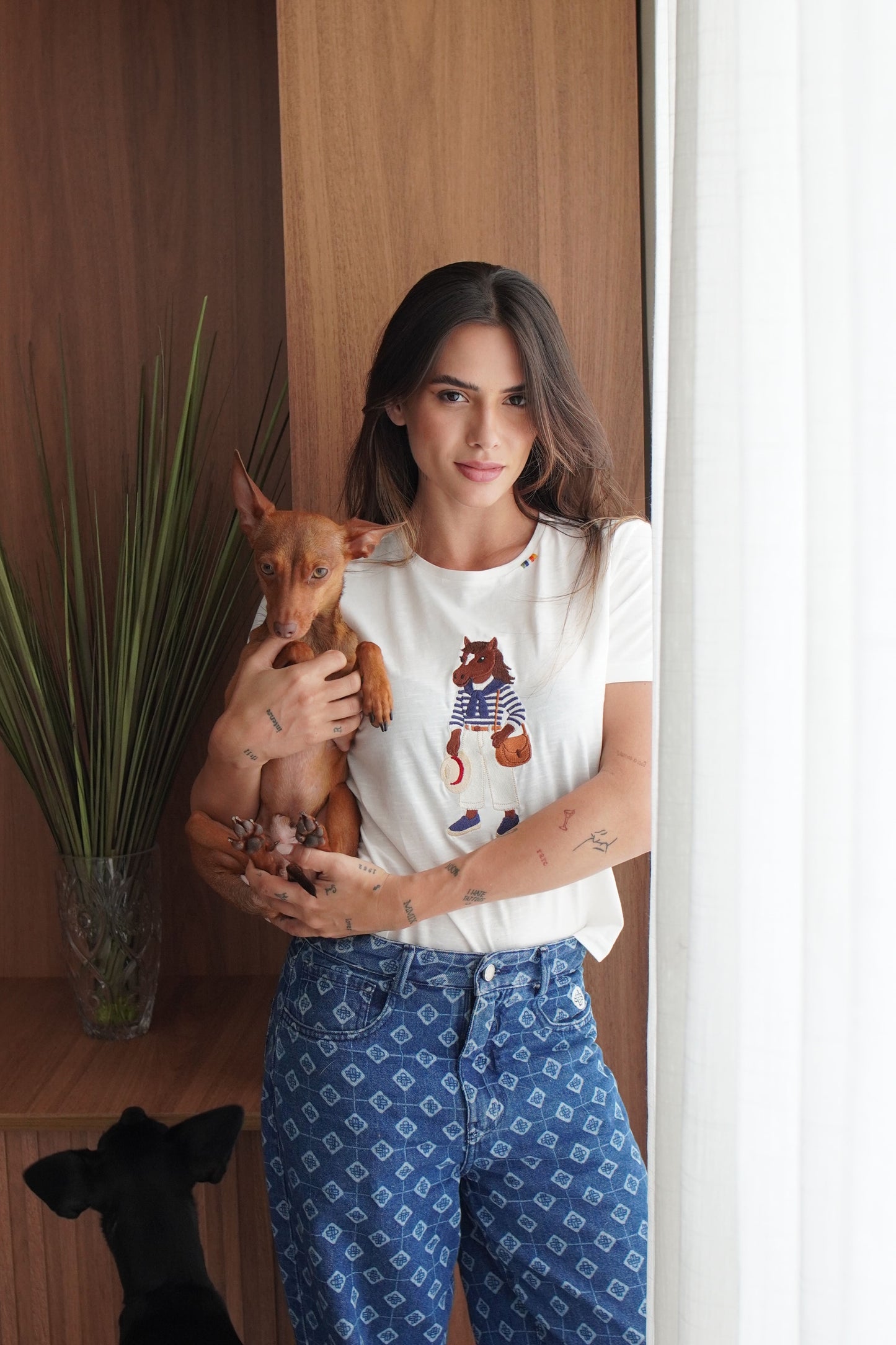 Camiseta Polo Horse Navy by Dani Miro - Branca