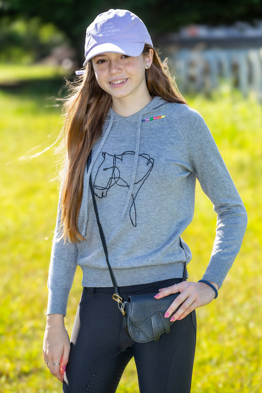 Pullover capuz cavalo desenho a mao