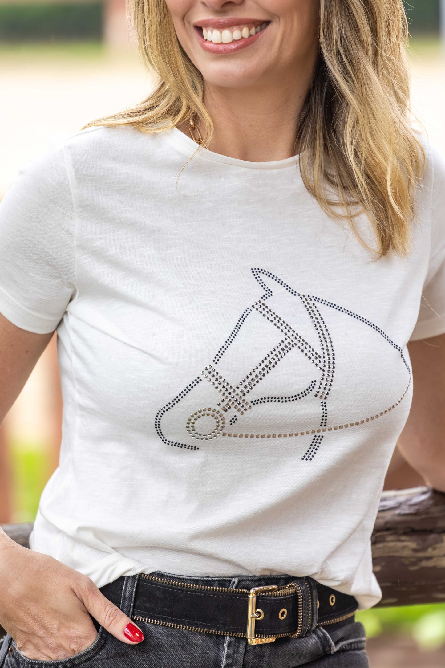 Camiseta Cavalo Rédeas Strass