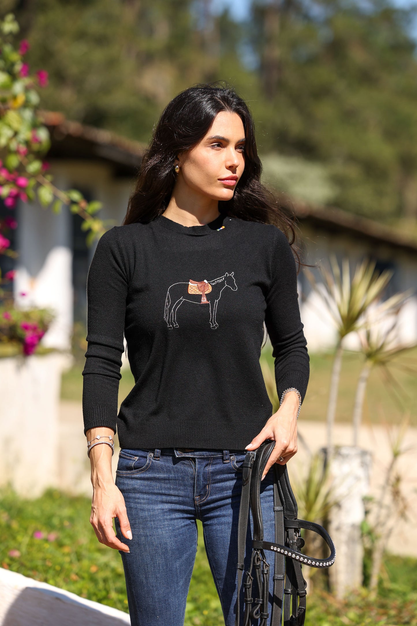 Pullover careca cavalo com sela