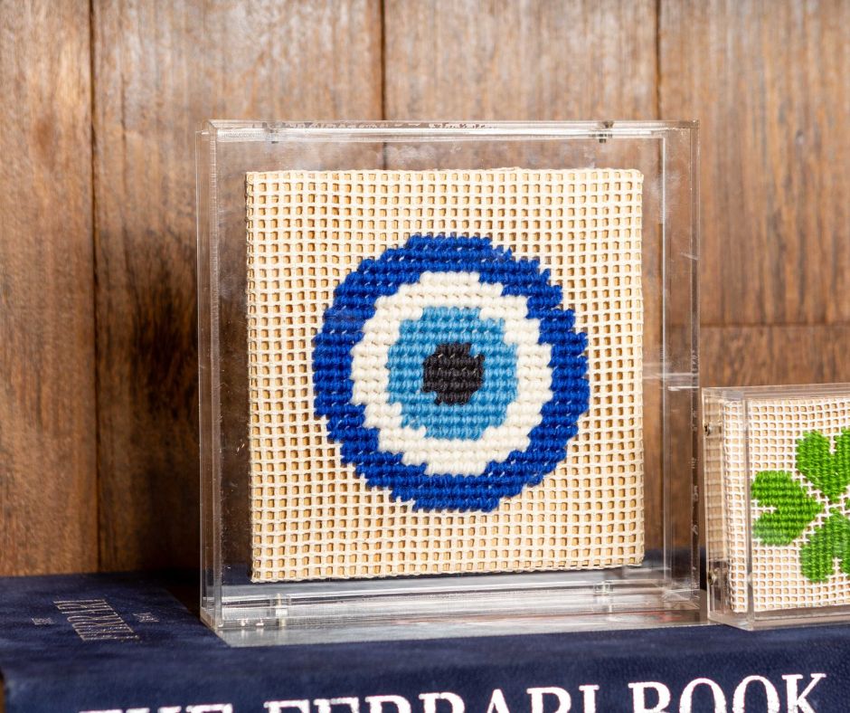 Quadro Tapeçaria Olho Grego - Azul escuro