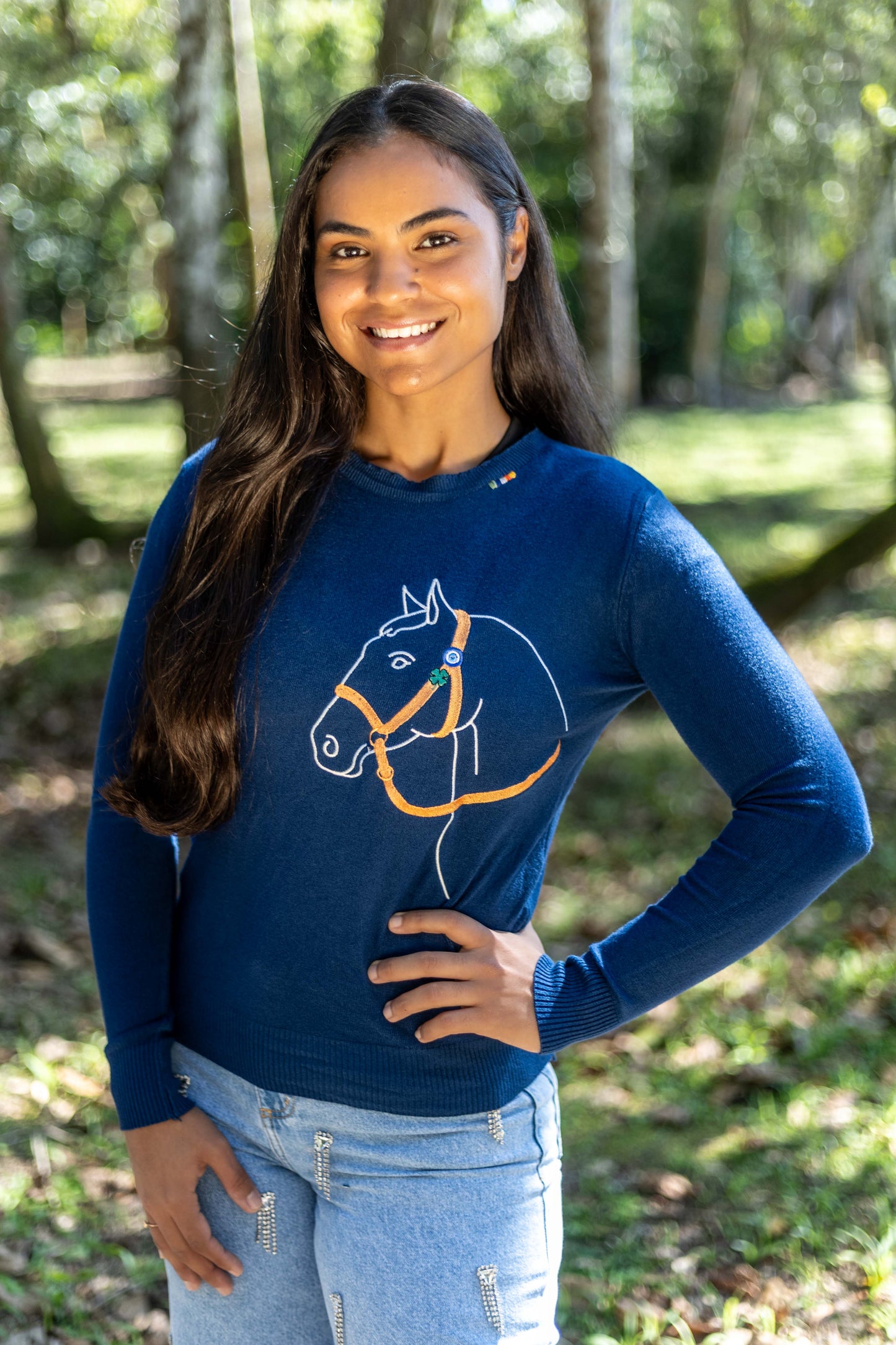 Pullover Careca Cavalo Perfil - Marinho