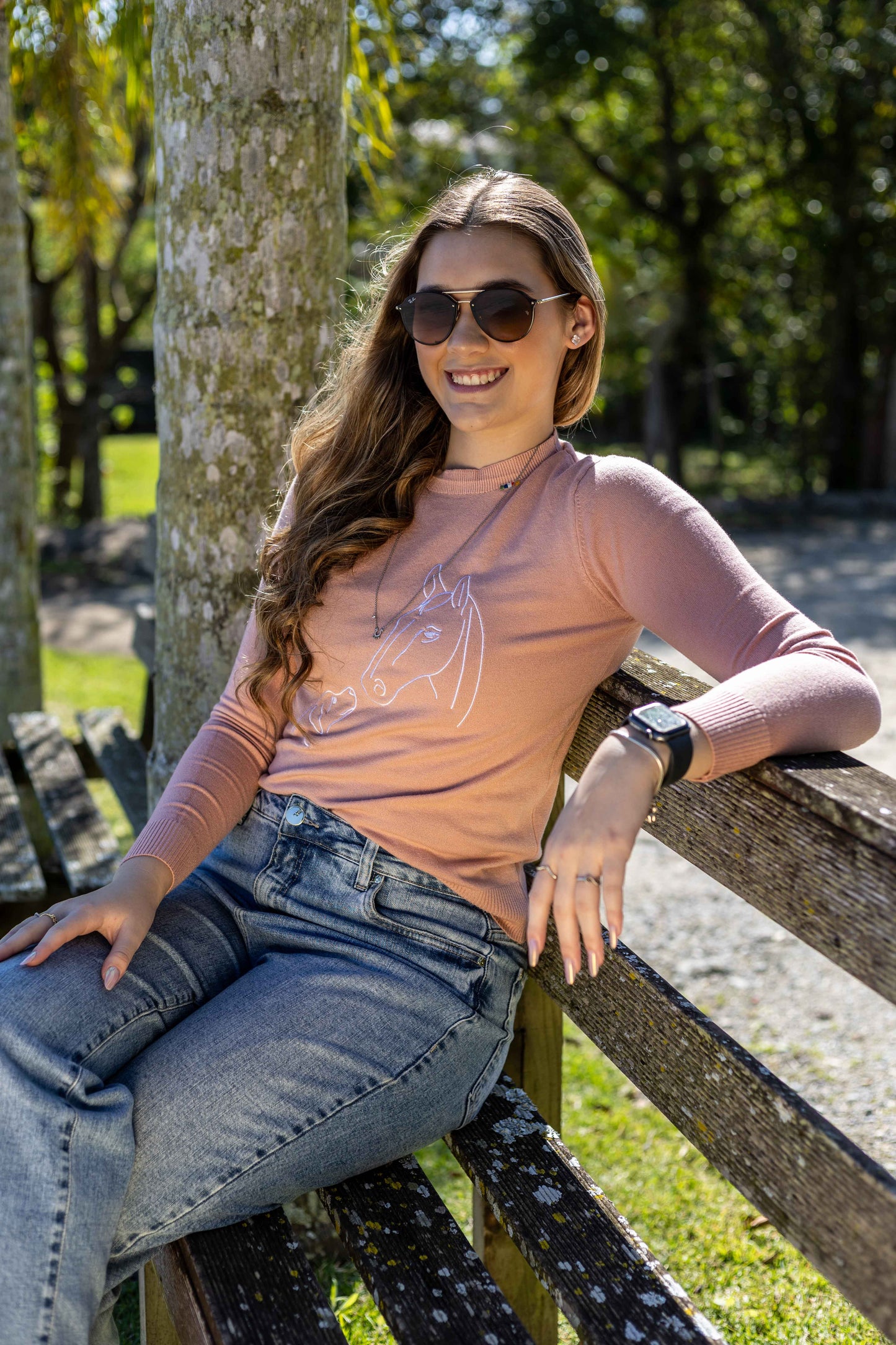 Pullover Careca Cavalo com Cachorro - Rosa