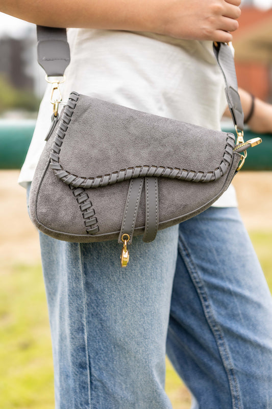 Bolsa Sela Camurça - Cinza