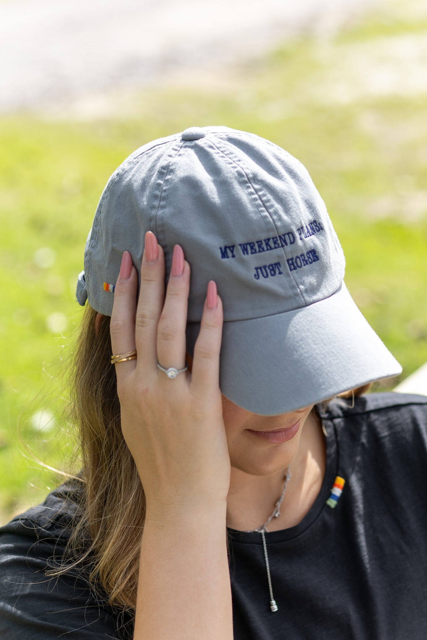 Boné My weekends plan: just horse - Cinza