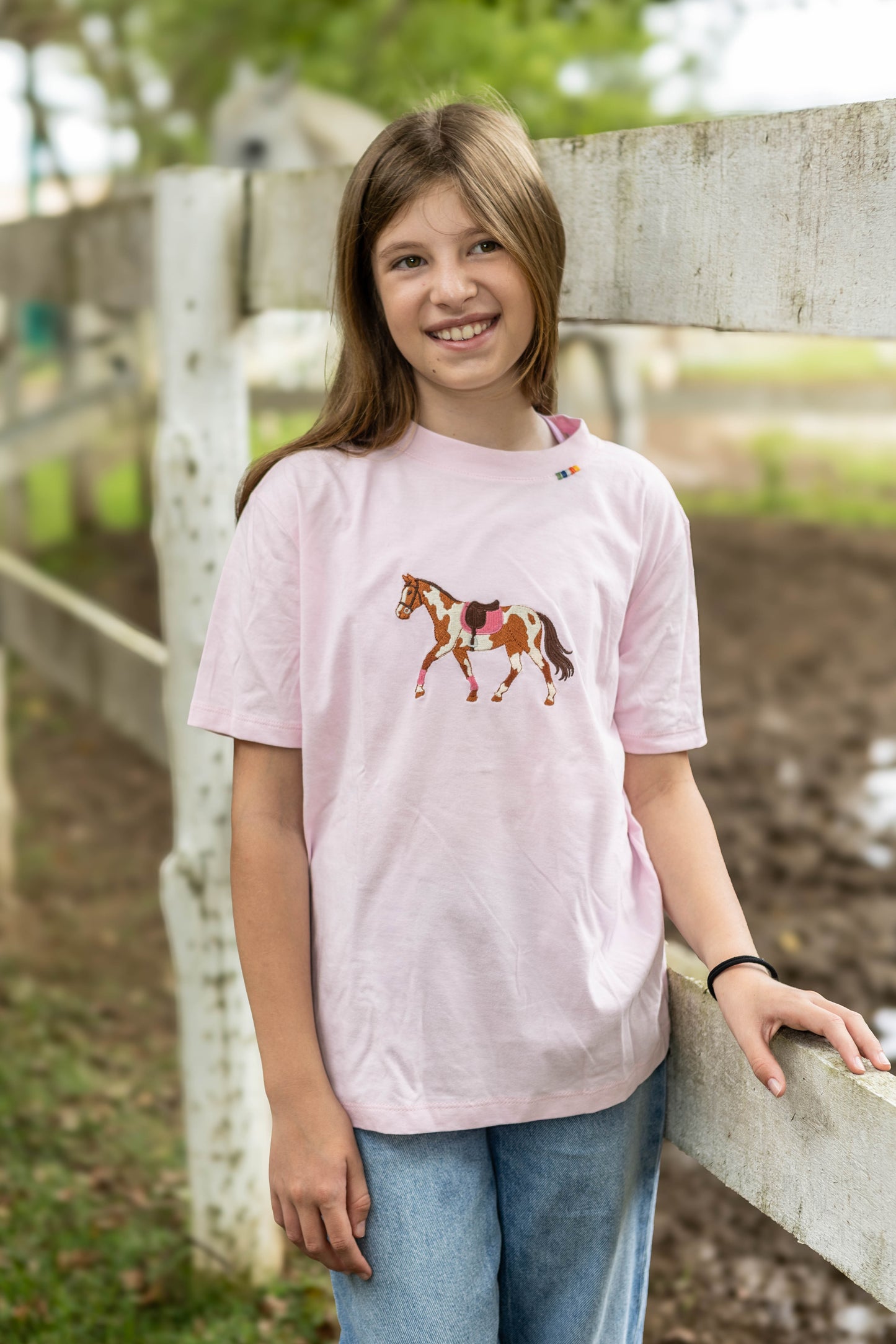 Camiseta - Cavalo Malhado - Rosa Claro