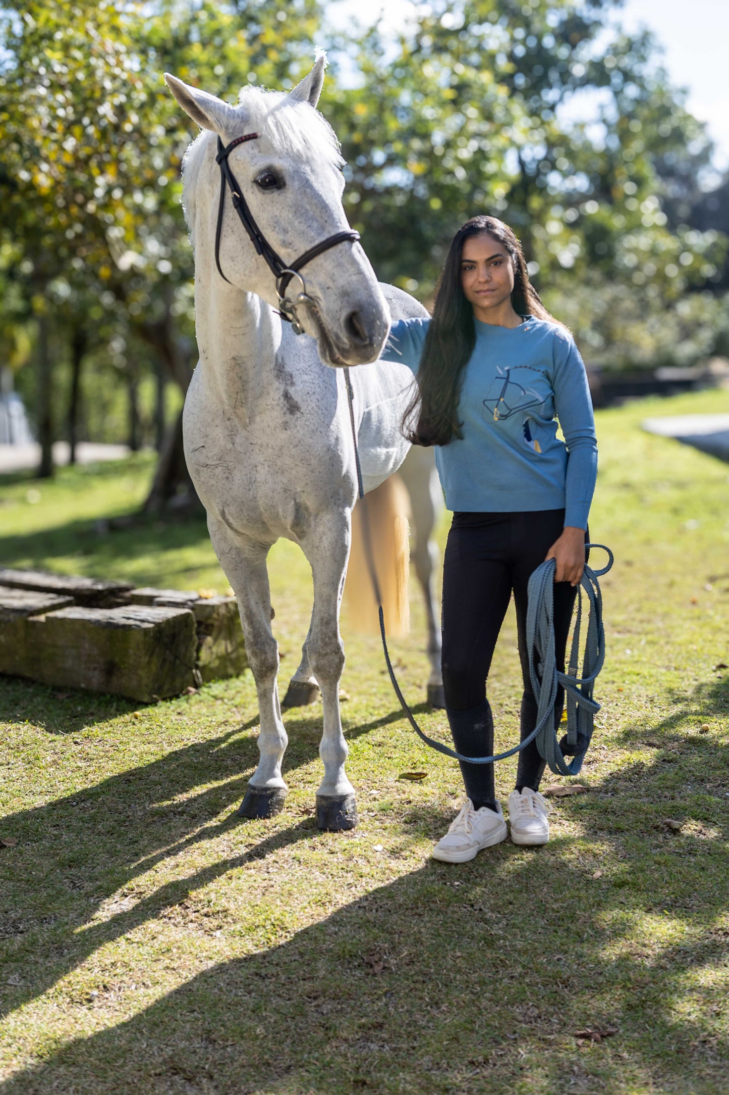 Pullover Careca Cavalo Rédeas - Azul